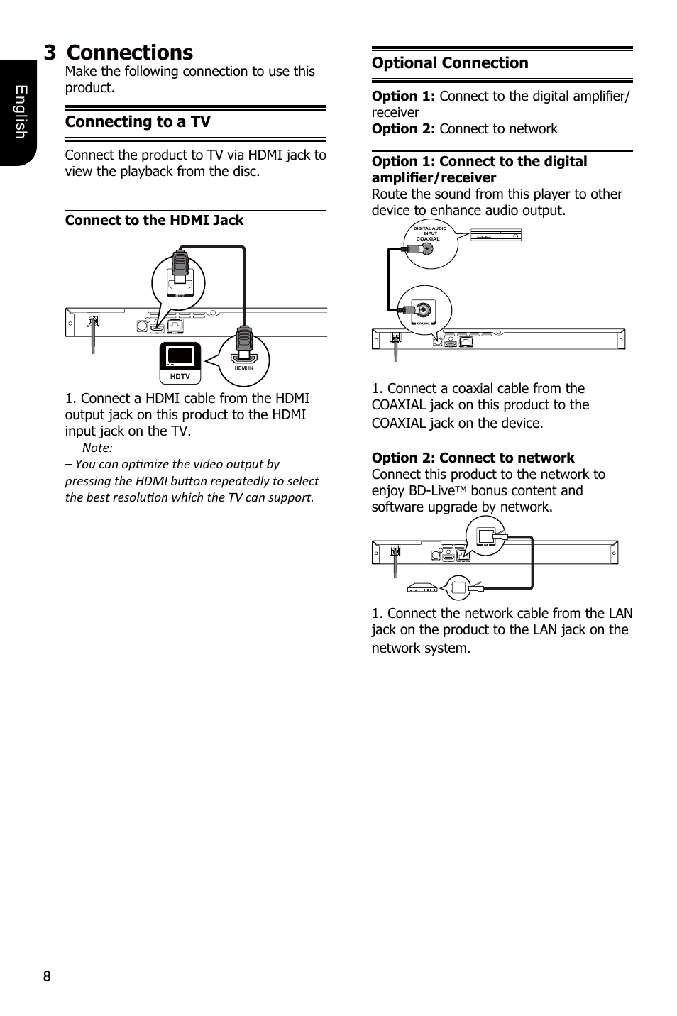 3connections | Toshiba BDX1300 User Manual | Page 8 / 36