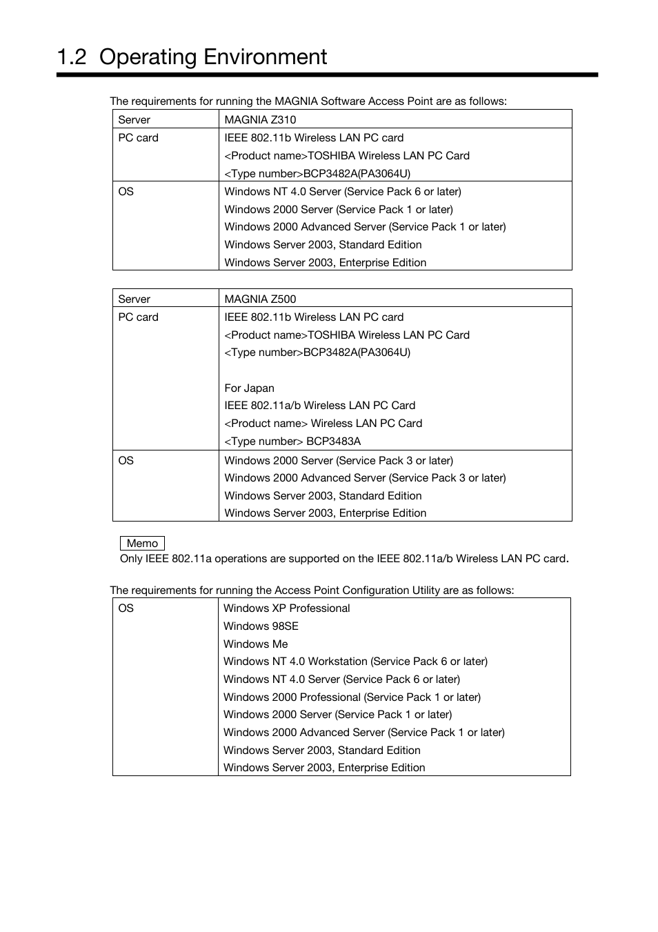 2 operating environment | Toshiba Magnia Z310 User Manual | Page 12 / 130