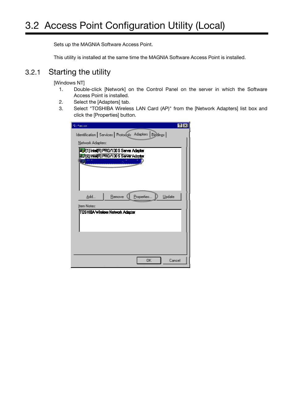 2 access point configuration utility (local), Starting the utility | Toshiba Magnia Z310 User Manual | Page 34 / 130