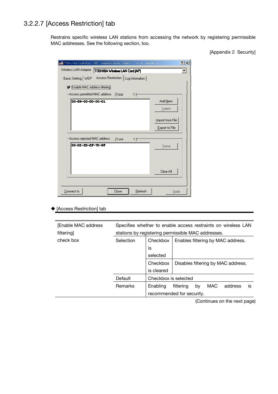 7 [access restriction] tab | Toshiba Magnia Z310 User Manual | Page 52 / 130