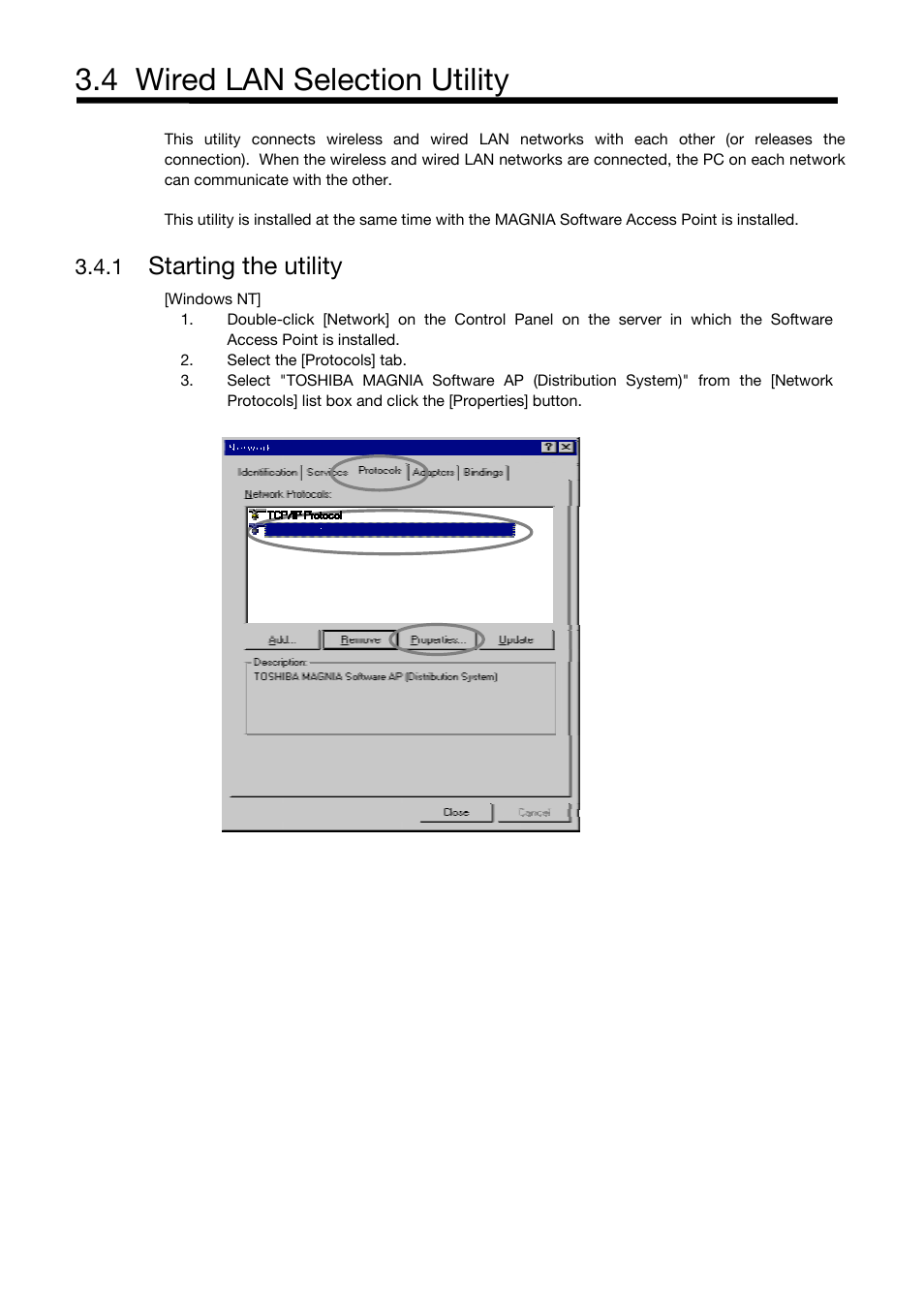 4 wired lan selection utility, Starting the utility | Toshiba Magnia Z310 User Manual | Page 59 / 130