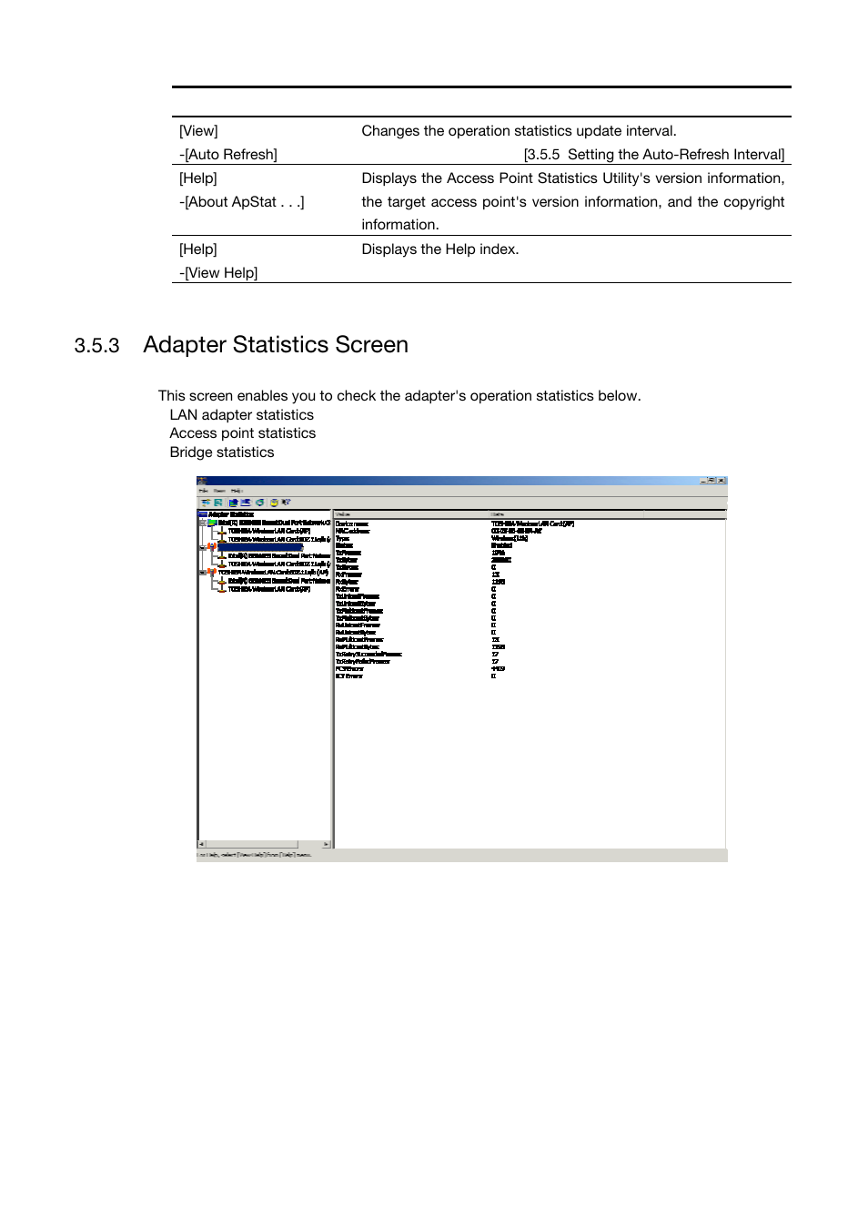 Adapter statistics screen | Toshiba Magnia Z310 User Manual | Page 64 / 130