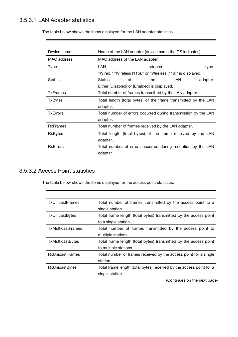 1 lan adapter statistics, 2 access point statistics | Toshiba Magnia Z310 User Manual | Page 65 / 130