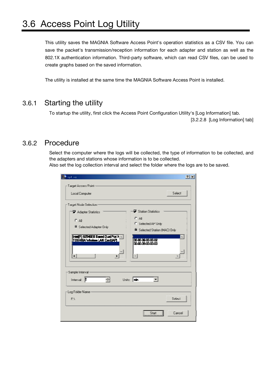 6 access point log utility, Starting the utility, Procedure | Toshiba Magnia Z310 User Manual | Page 71 / 130