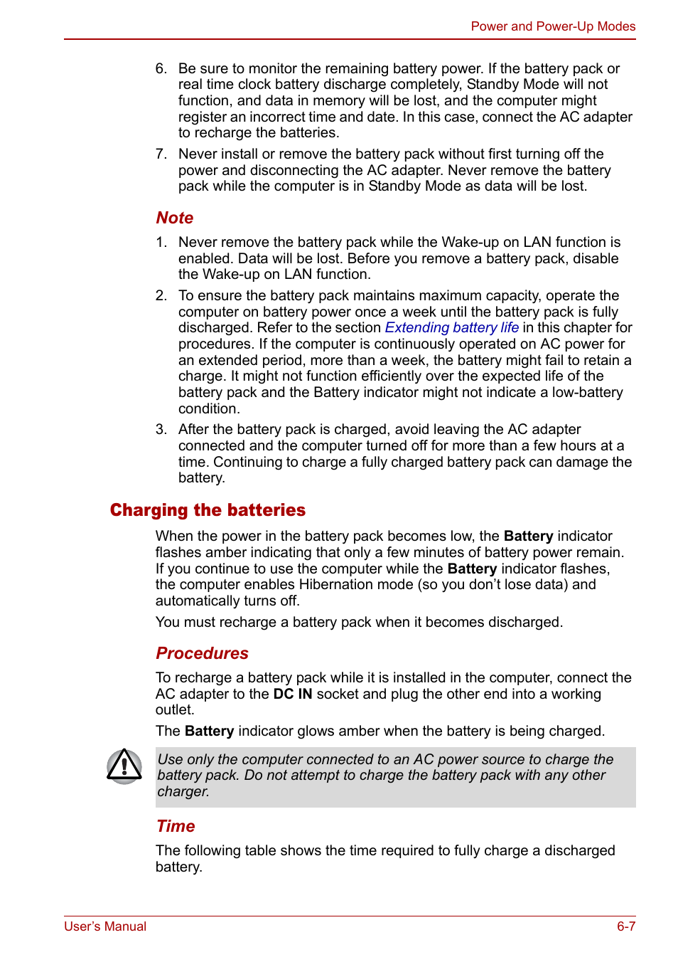 Charging the batteries | Toshiba Satellite M70 (PSM71) User Manual | Page 109 / 176