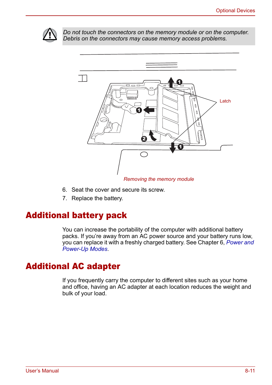 Additional battery pack, Additional ac adapter | Toshiba Satellite M70 (PSM71) User Manual | Page 131 / 176