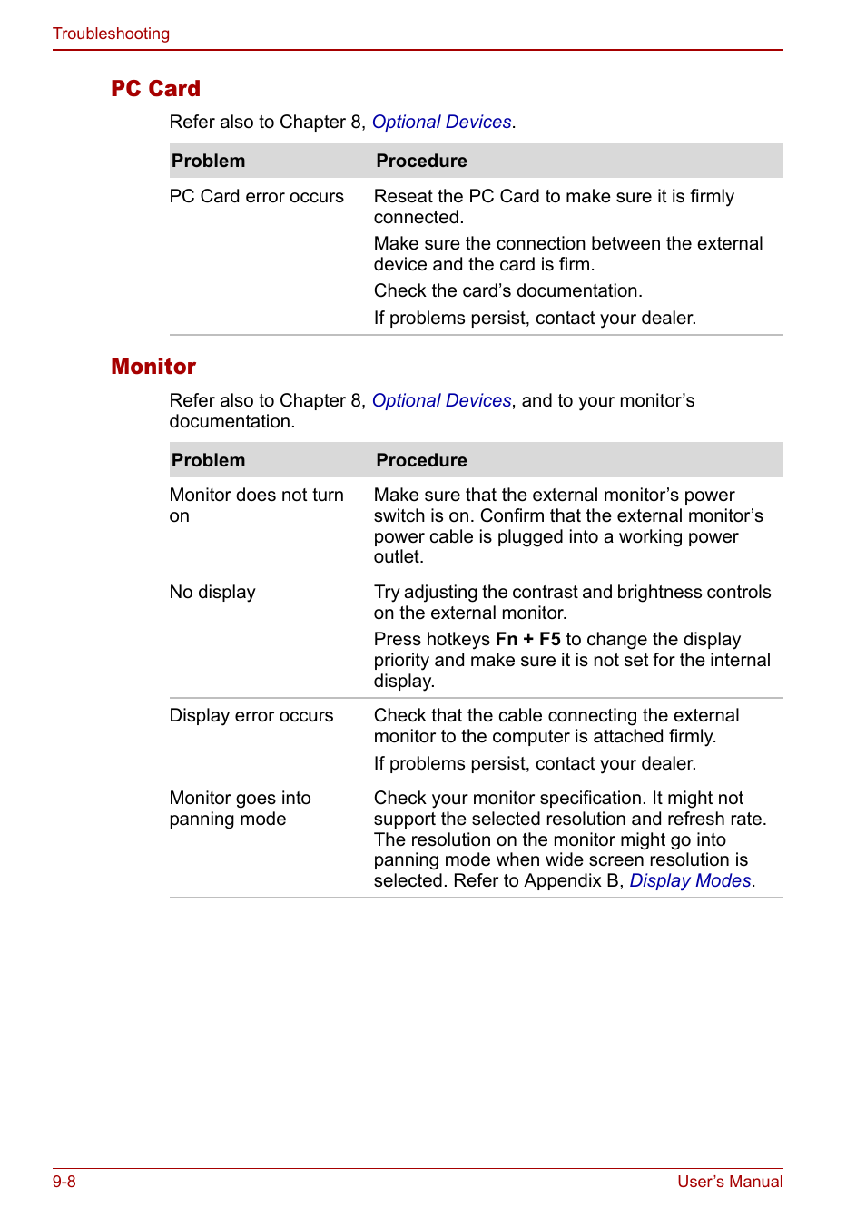 Pc card, Monitor | Toshiba Satellite M70 (PSM71) User Manual | Page 146 / 176