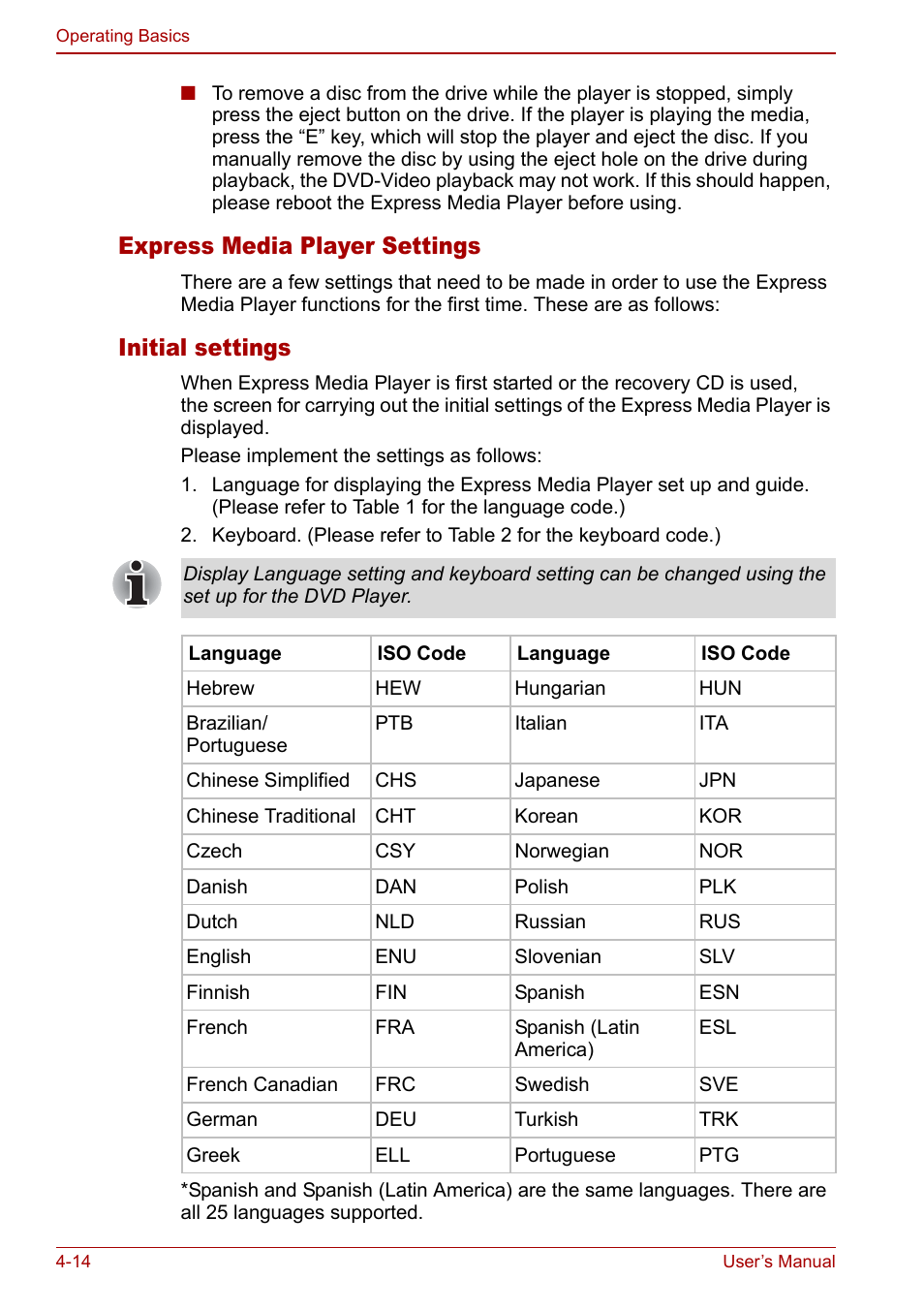 Express media player settings, Initial settings | Toshiba Satellite M70 (PSM71) User Manual | Page 78 / 176