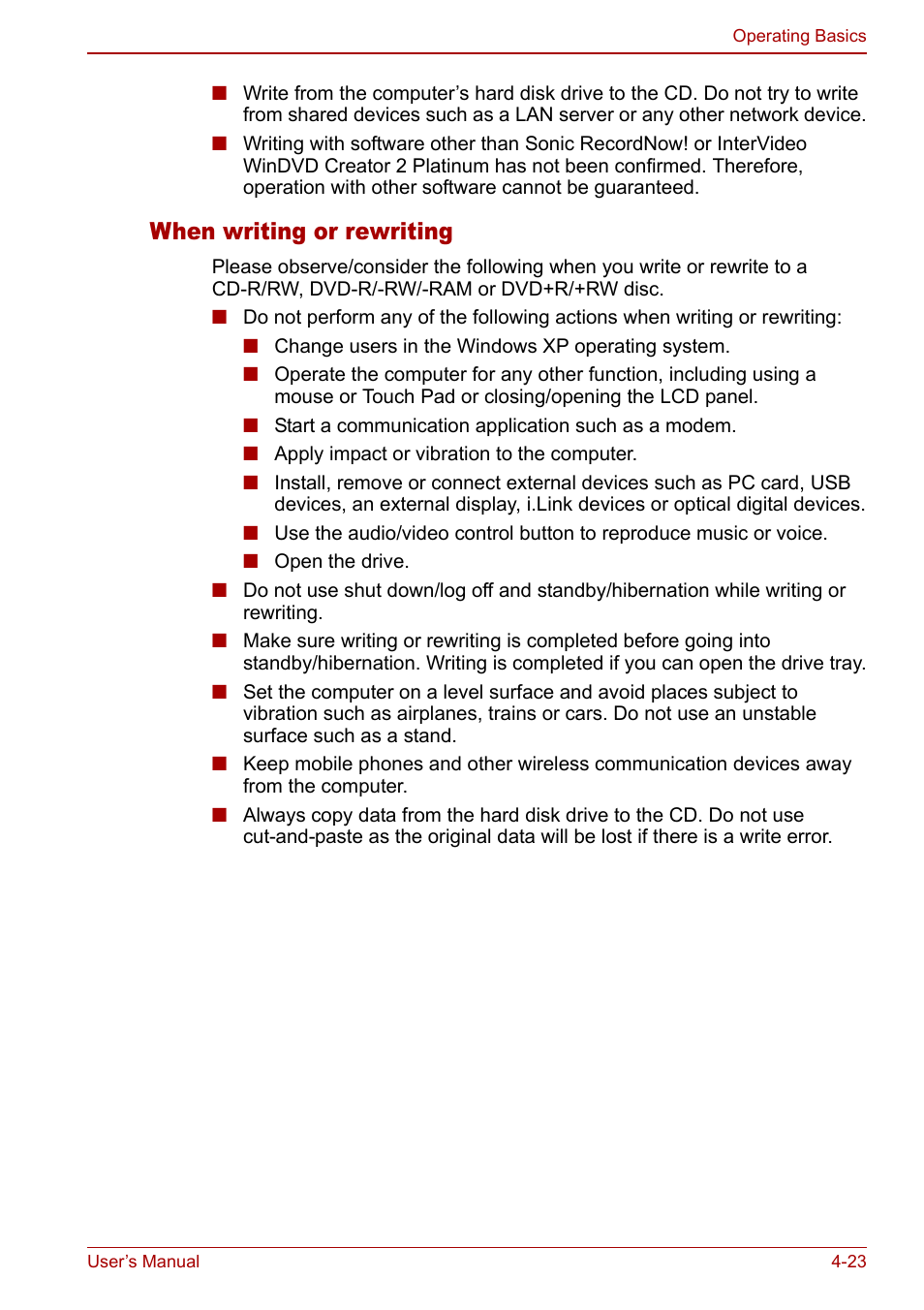 When writing or rewriting | Toshiba Satellite M70 (PSM71) User Manual | Page 87 / 176