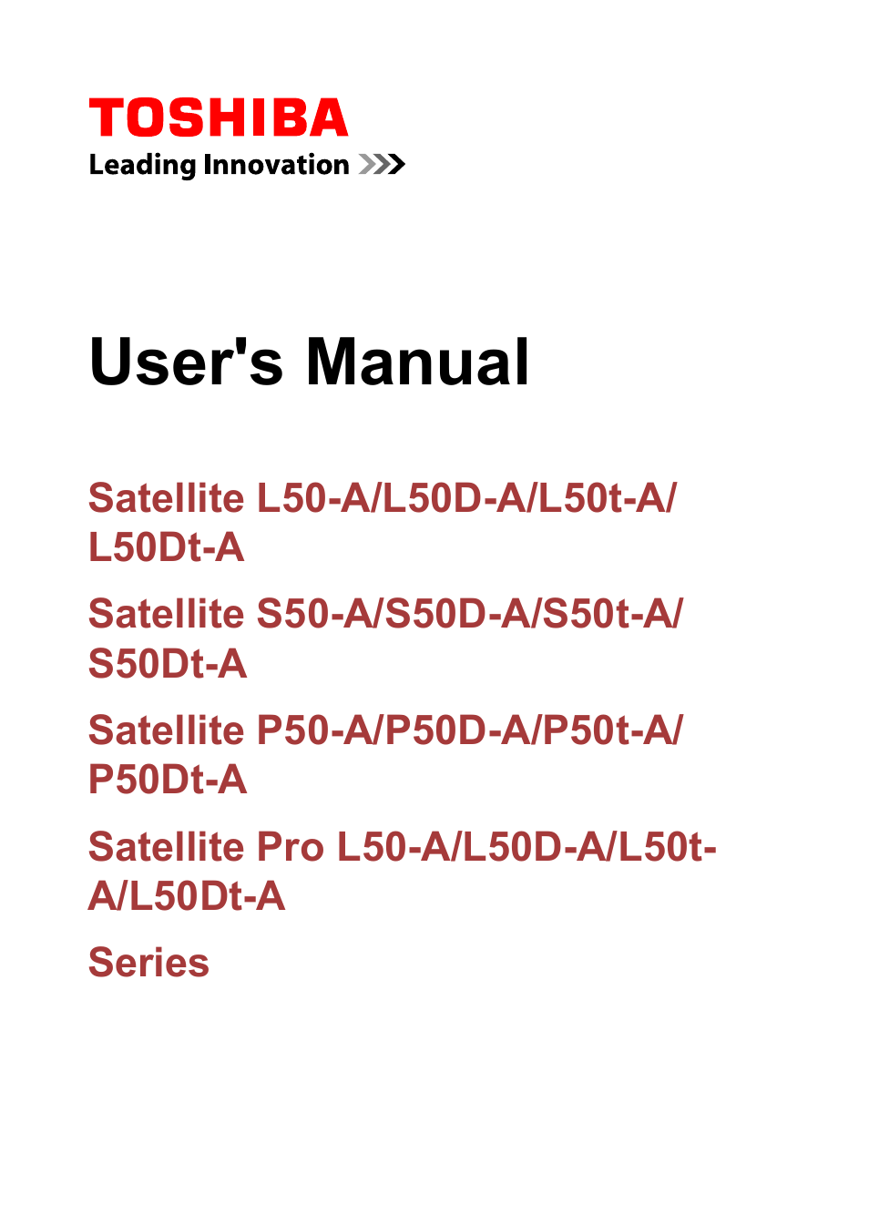 Toshiba Satellite L50-A User Manual | 146 pages