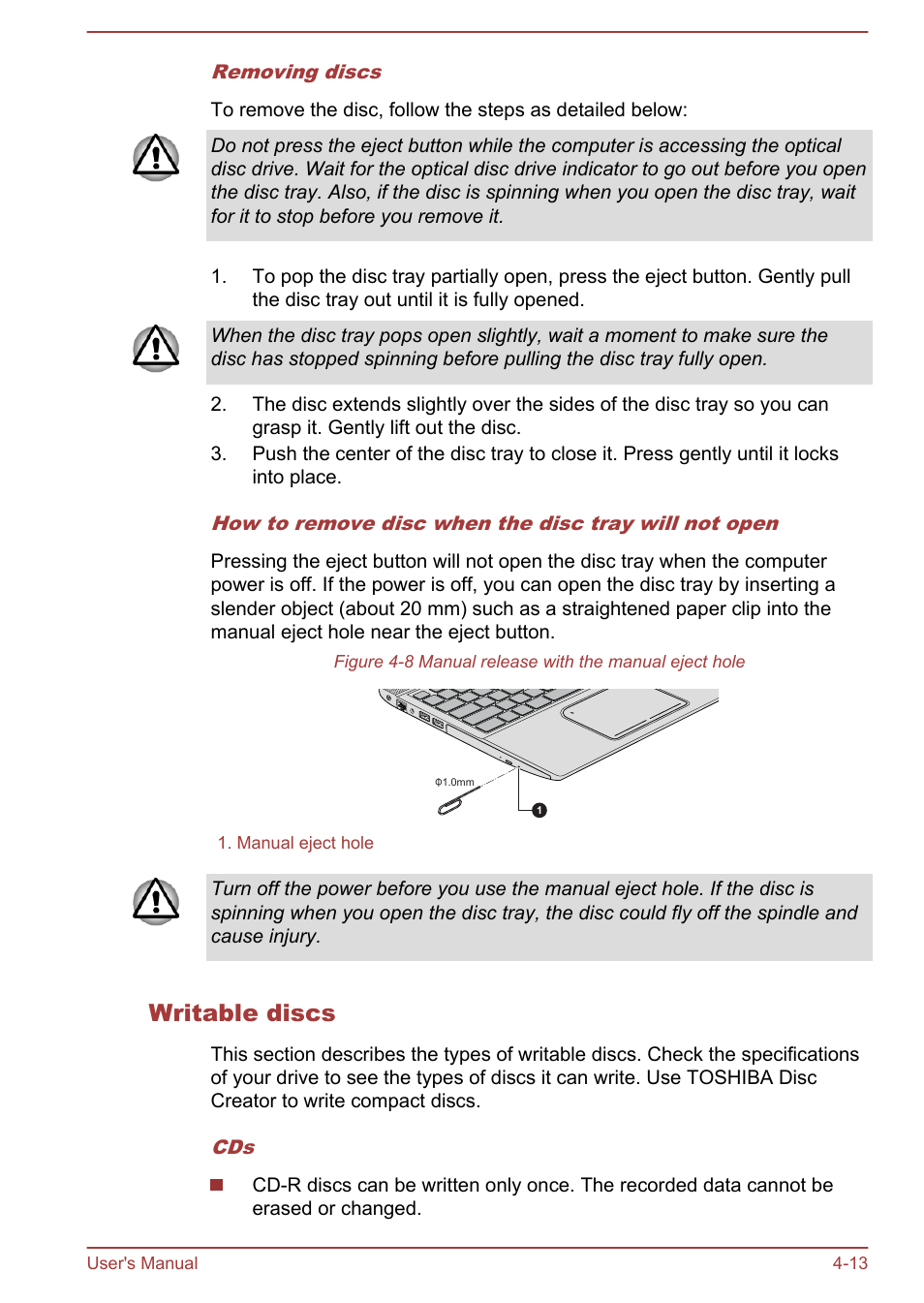 Writable discs | Toshiba Satellite L50-A User Manual | Page 57 / 146