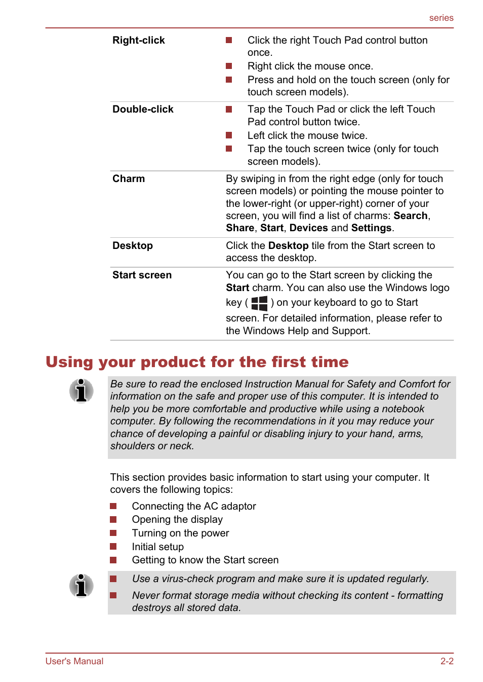 Using your product for the first time, Using your product for the first time -2 | Toshiba Satellite L955D User Manual | Page 30 / 142