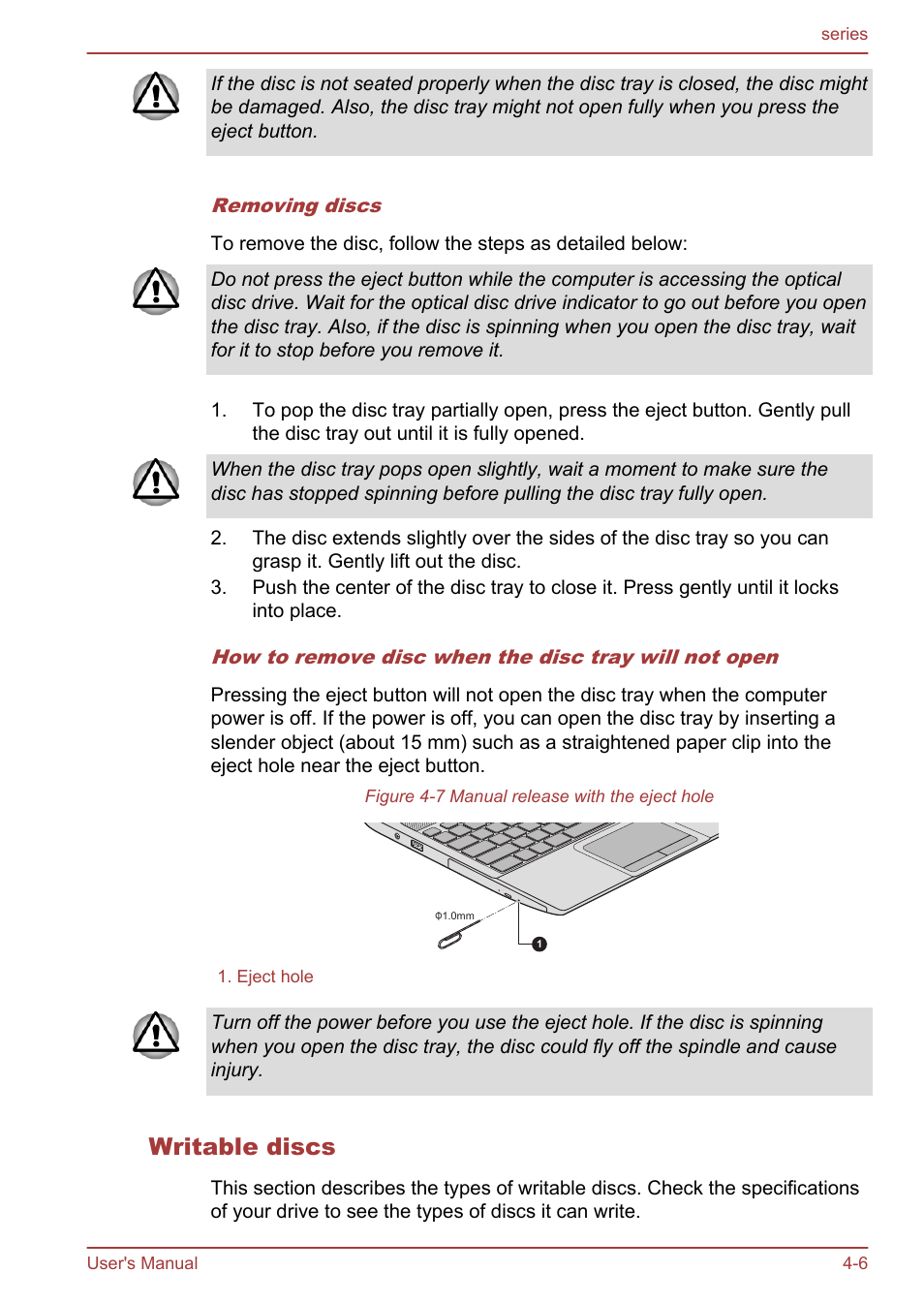 Writable discs | Toshiba Satellite L955D User Manual | Page 62 / 142