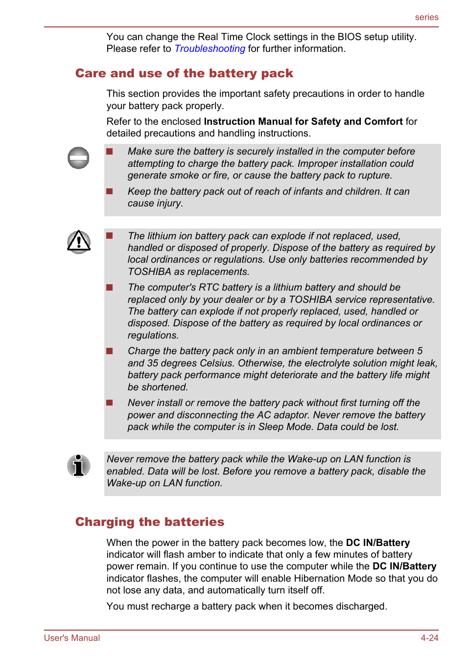 Care and use of the battery pack, Charging the batteries | Toshiba Satellite L955D User Manual | Page 80 / 142