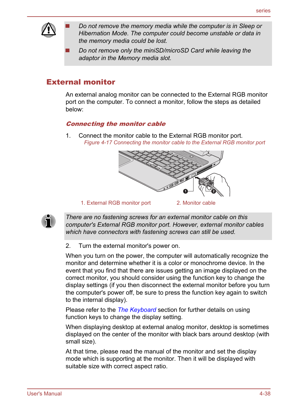 External monitor | Toshiba Satellite L955D User Manual | Page 94 / 142