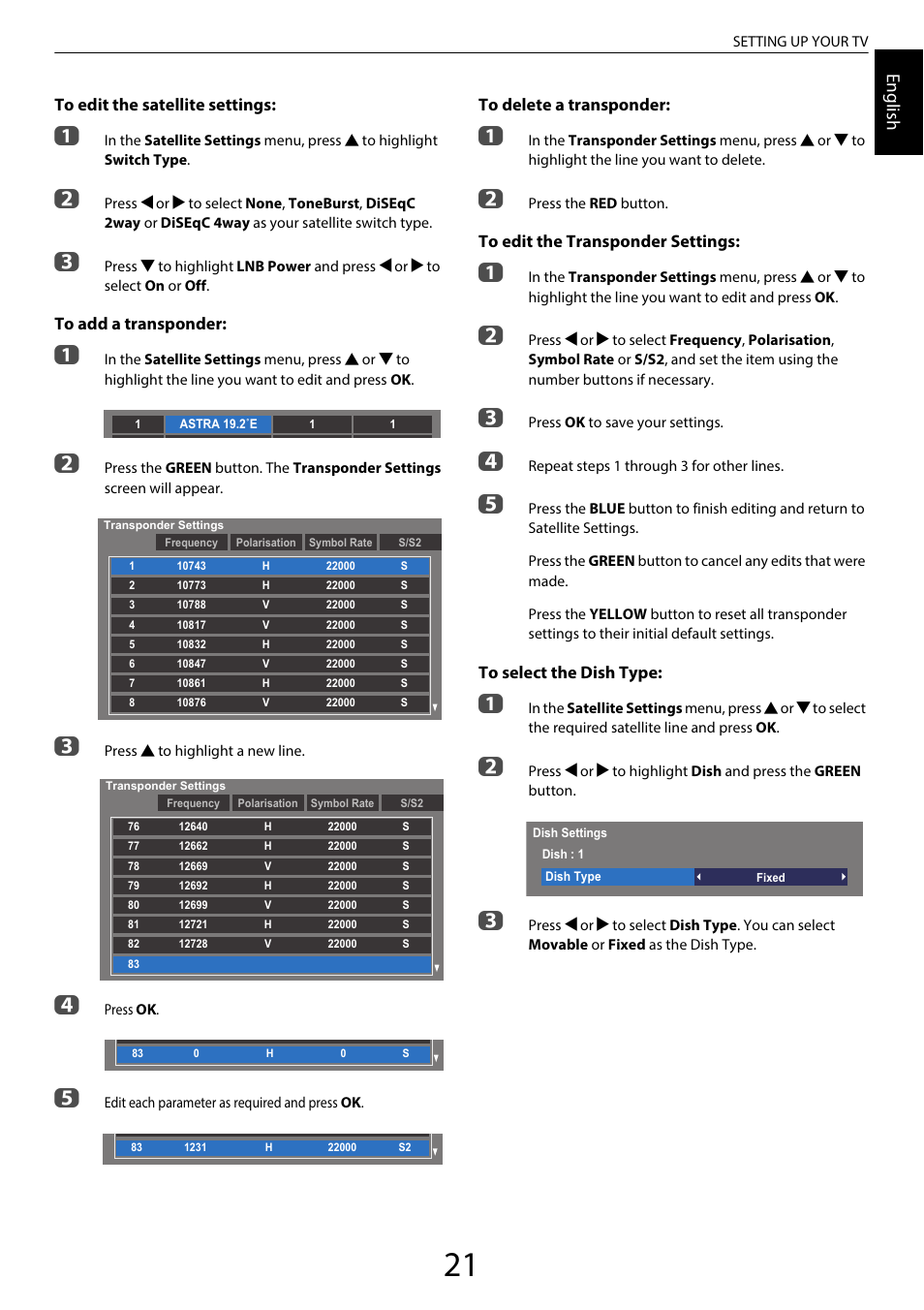 Engl ish | Toshiba WL968 User Manual | Page 21 / 100
