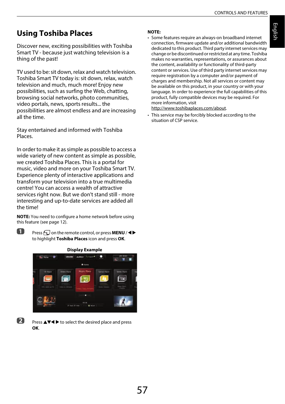 Using toshiba places | Toshiba WL968 User Manual | Page 57 / 100