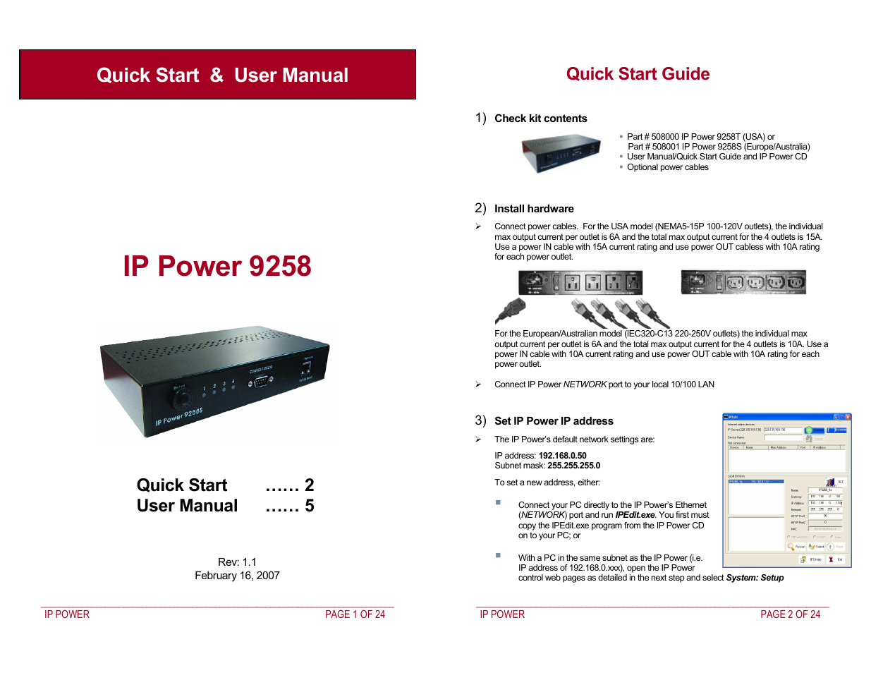 Addtron Technology IP Power 9258 User Manual | 12 pages