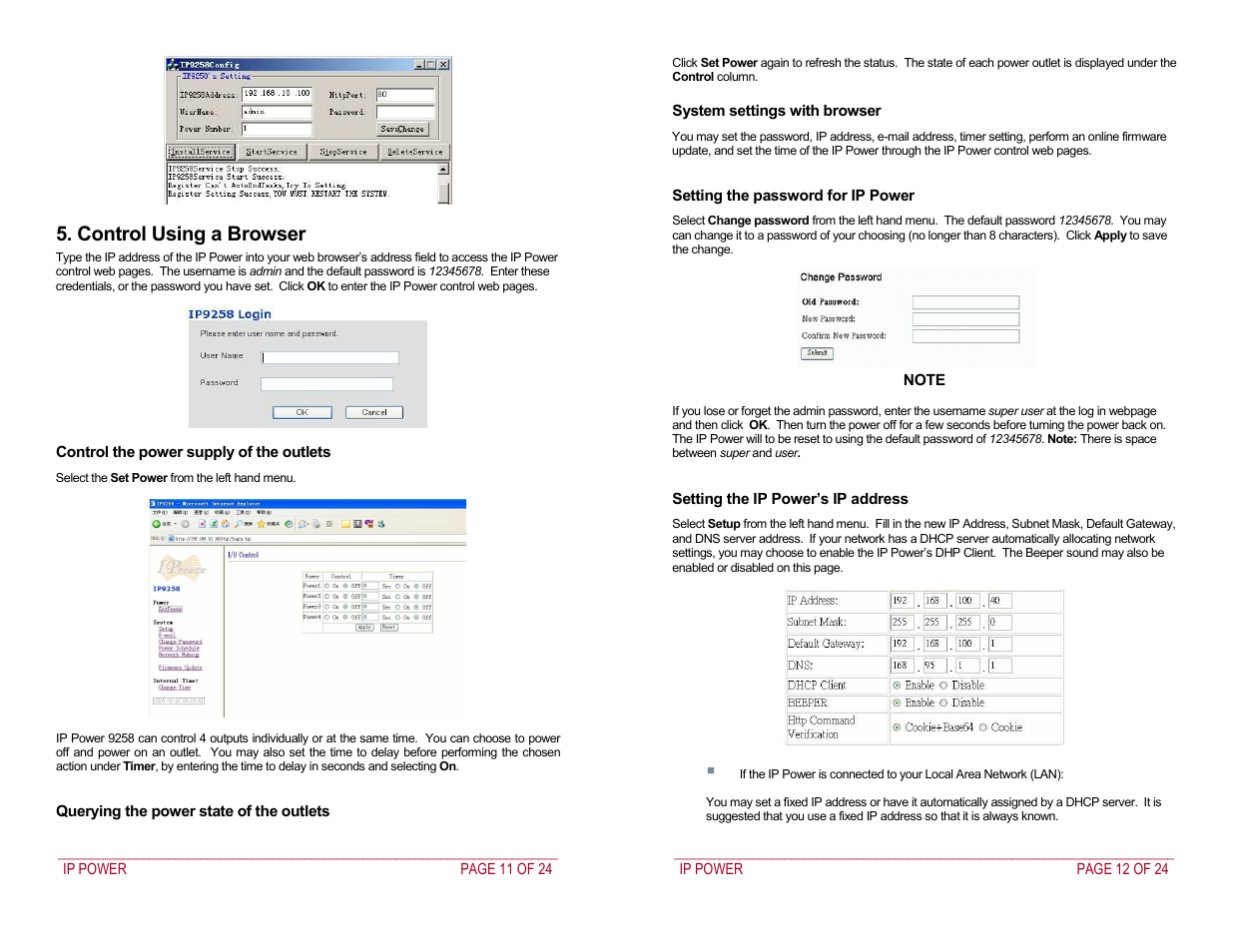Control using a browser | Addtron Technology IP Power 9258 User Manual | Page 6 / 12