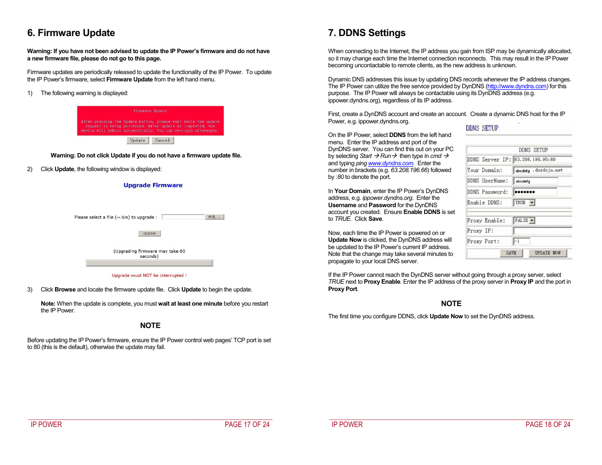 Firmware update, Ddns settings | Addtron Technology IP Power 9258 User Manual | Page 9 / 12
