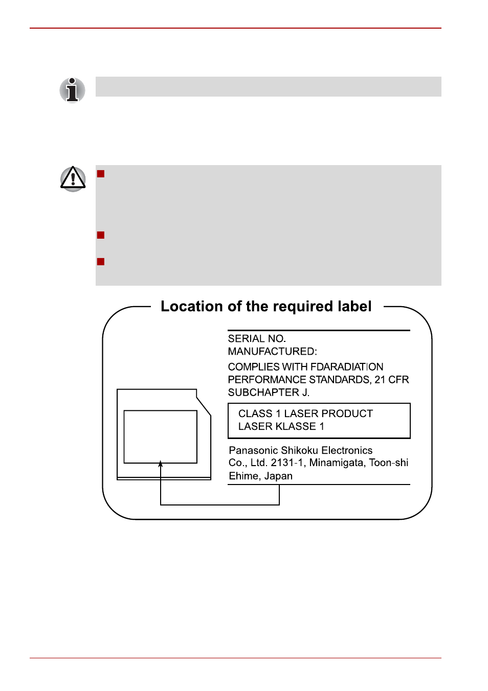 Optical disc drive safety instructions | Toshiba Qosmio G30 HD-DVD (PQG32) User Manual | Page 10 / 302