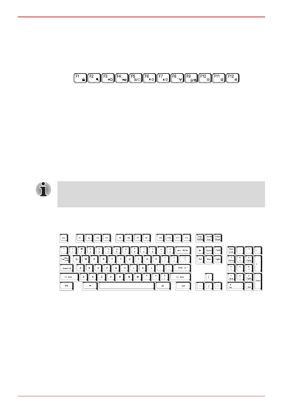 Function keys: f1 … f12, Soft keys: fn key combinations | Toshiba Qosmio G30 HD-DVD (PQG32) User Manual | Page 112 / 302