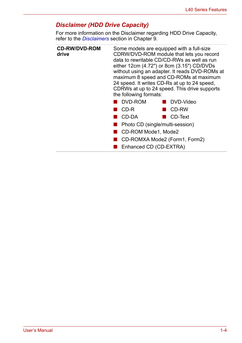 Toshiba Satellite L40 User Manual | Page 24 / 127