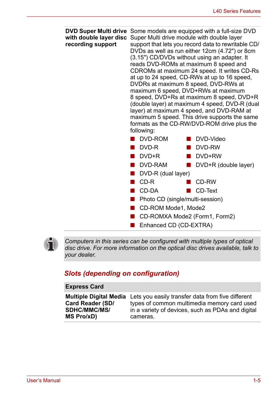 Toshiba Satellite L40 User Manual | Page 25 / 127