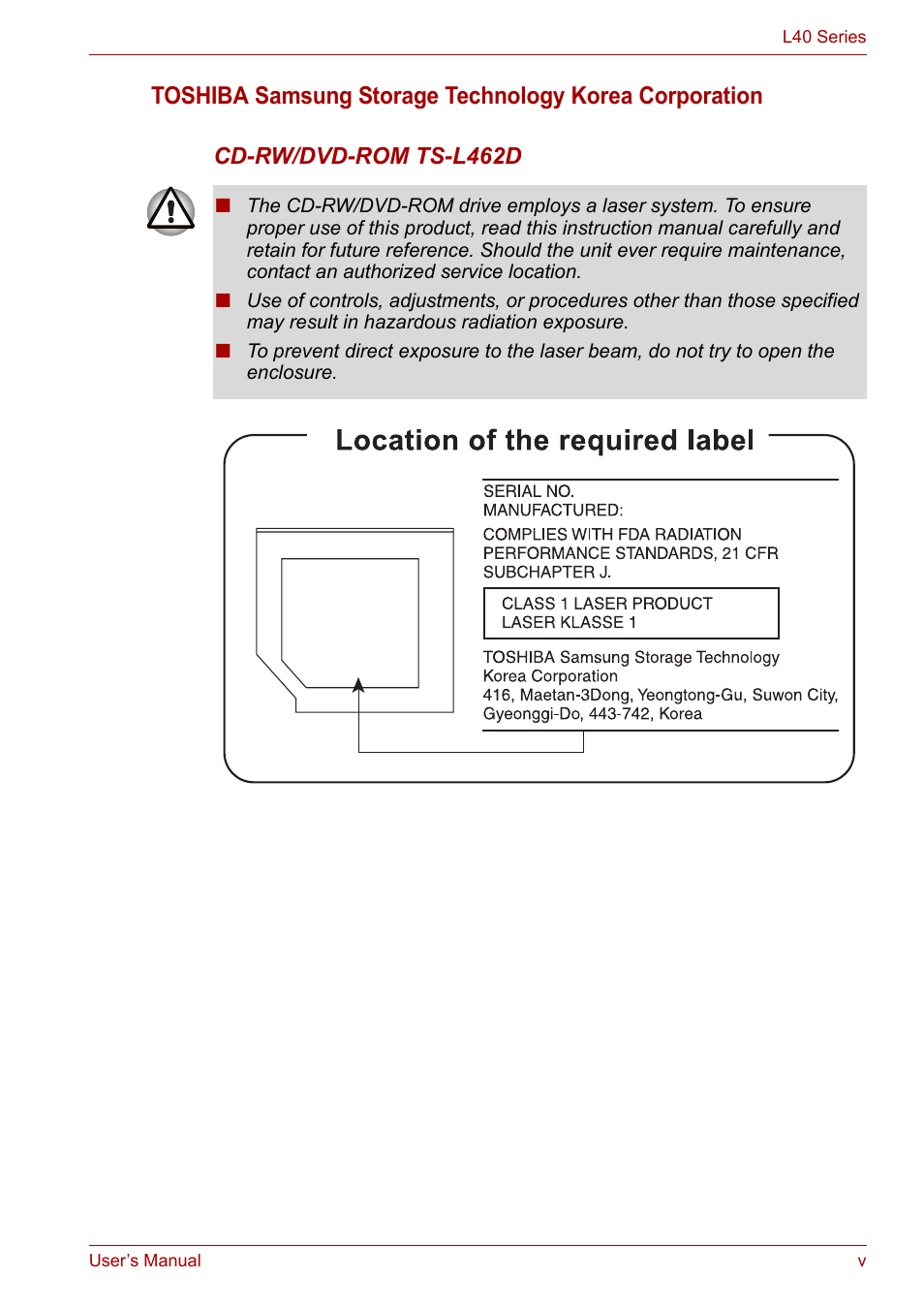 Toshiba Satellite L40 User Manual | Page 5 / 127