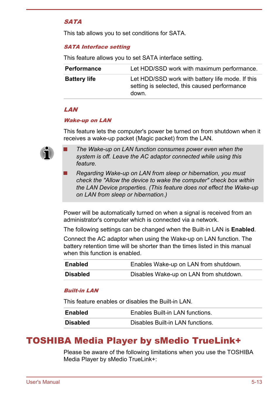 Toshiba media player by smedio truelink, Toshiba media player by smedio truelink+ -13 | Toshiba Satellite L950 User Manual | Page 115 / 142