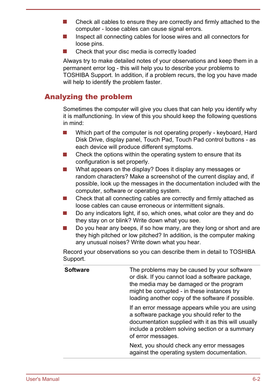 Analyzing the problem | Toshiba Satellite L950 User Manual | Page 124 / 142
