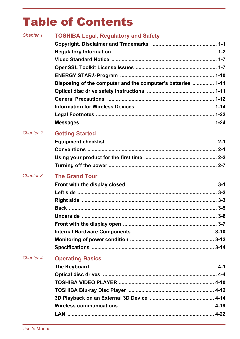 Toshiba Satellite L950 User Manual | Page 2 / 142