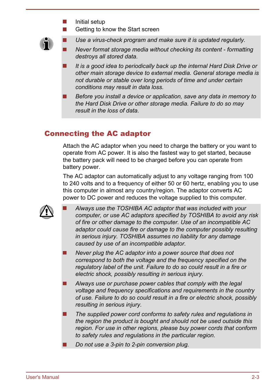 Connecting the ac adaptor | Toshiba Satellite L950 User Manual | Page 32 / 142