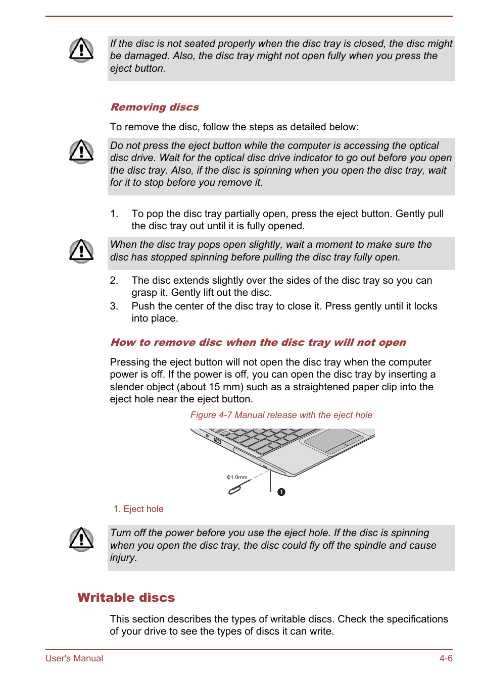 Writable discs | Toshiba Satellite L950 User Manual | Page 63 / 142