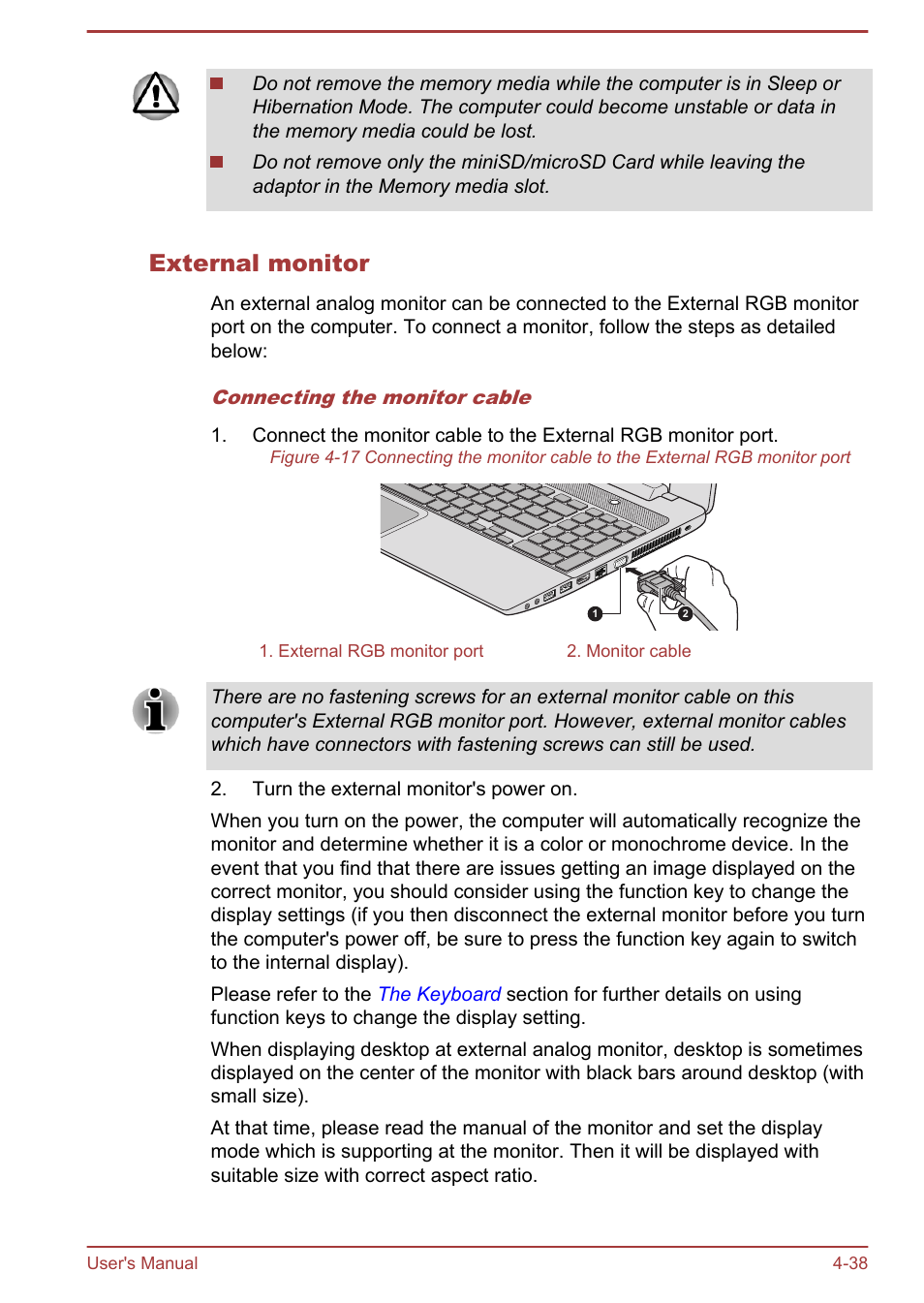 External monitor | Toshiba Satellite L950 User Manual | Page 95 / 142