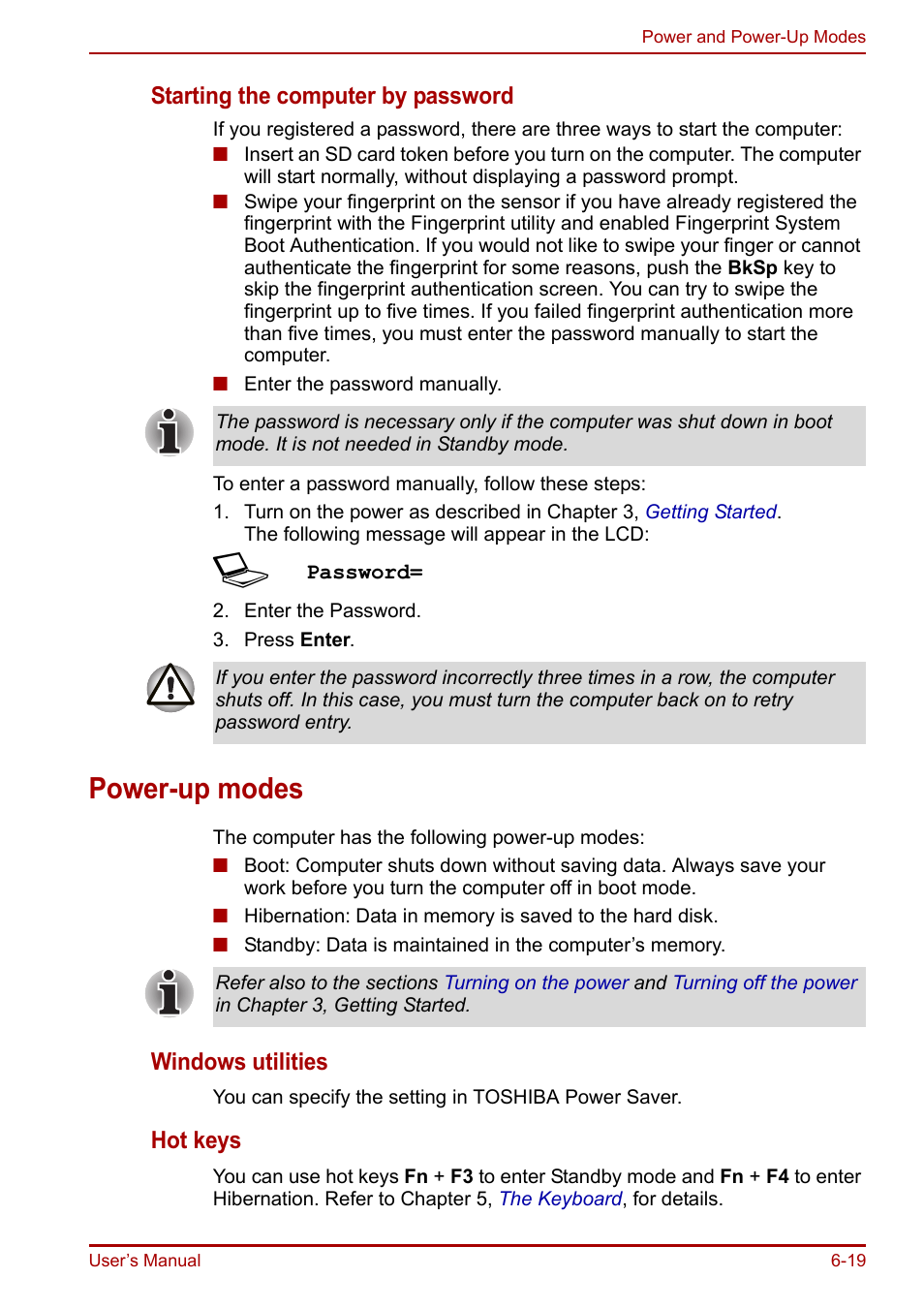 Power-up modes, Power-up modes -19 | Toshiba Portege R200 (PPR21) User Manual | Page 108 / 184