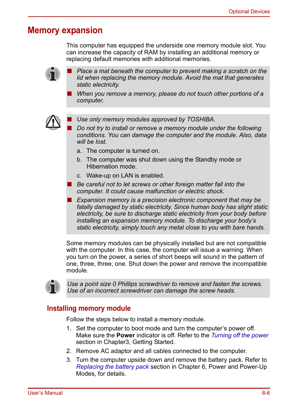 Memory expansion, Memory expansion -6 | Toshiba Portege R200 (PPR21) User Manual | Page 124 / 184