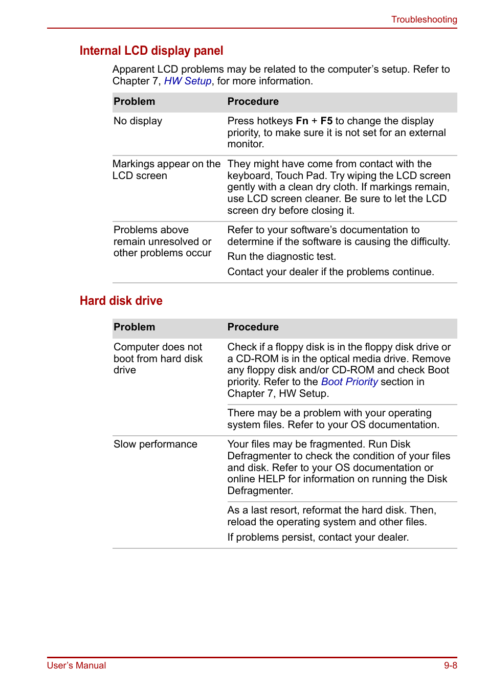 Internal lcd display panel, Hard disk drive | Toshiba Portege R200 (PPR21) User Manual | Page 138 / 184