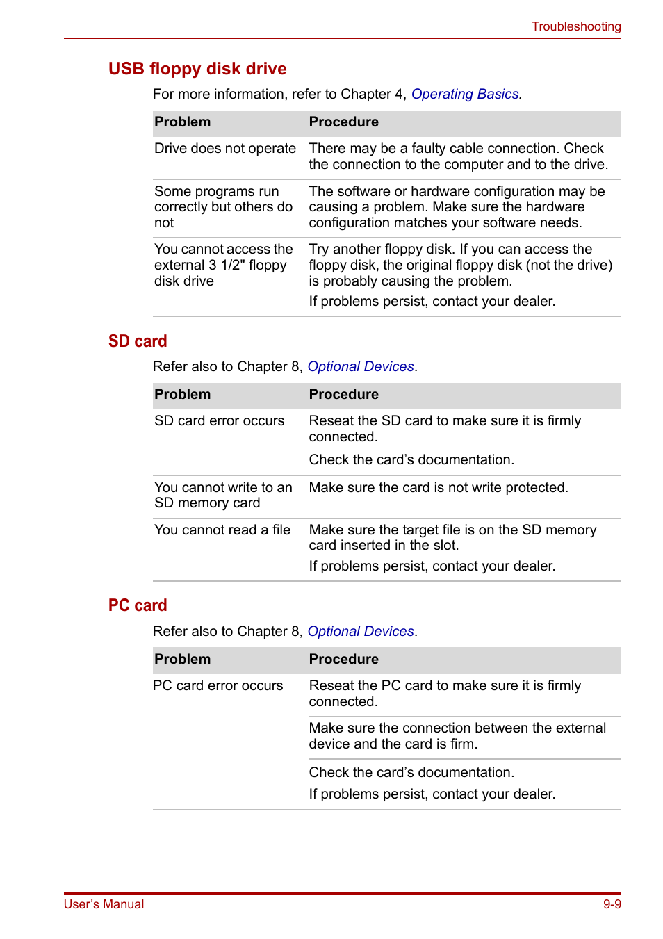 Usb floppy disk drive, Sd card, Pc card | Toshiba Portege R200 (PPR21) User Manual | Page 139 / 184