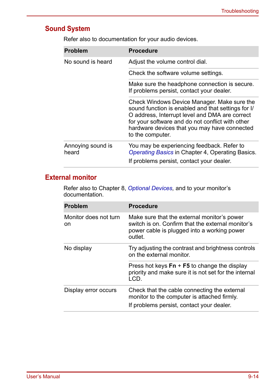 Sound system, External monitor | Toshiba Portege R200 (PPR21) User Manual | Page 144 / 184