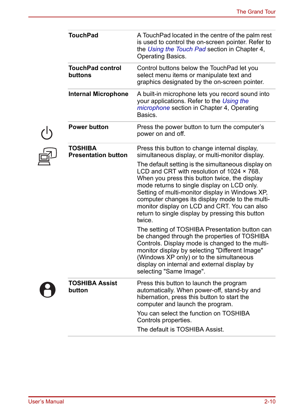 Toshiba Portege R200 (PPR21) User Manual | Page 39 / 184