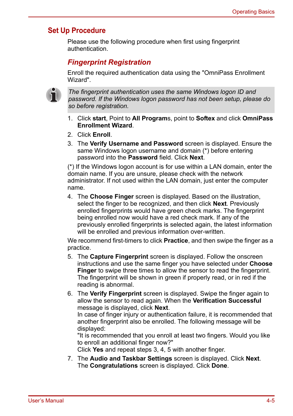 Set up procedure | Toshiba Portege R200 (PPR21) User Manual | Page 63 / 184