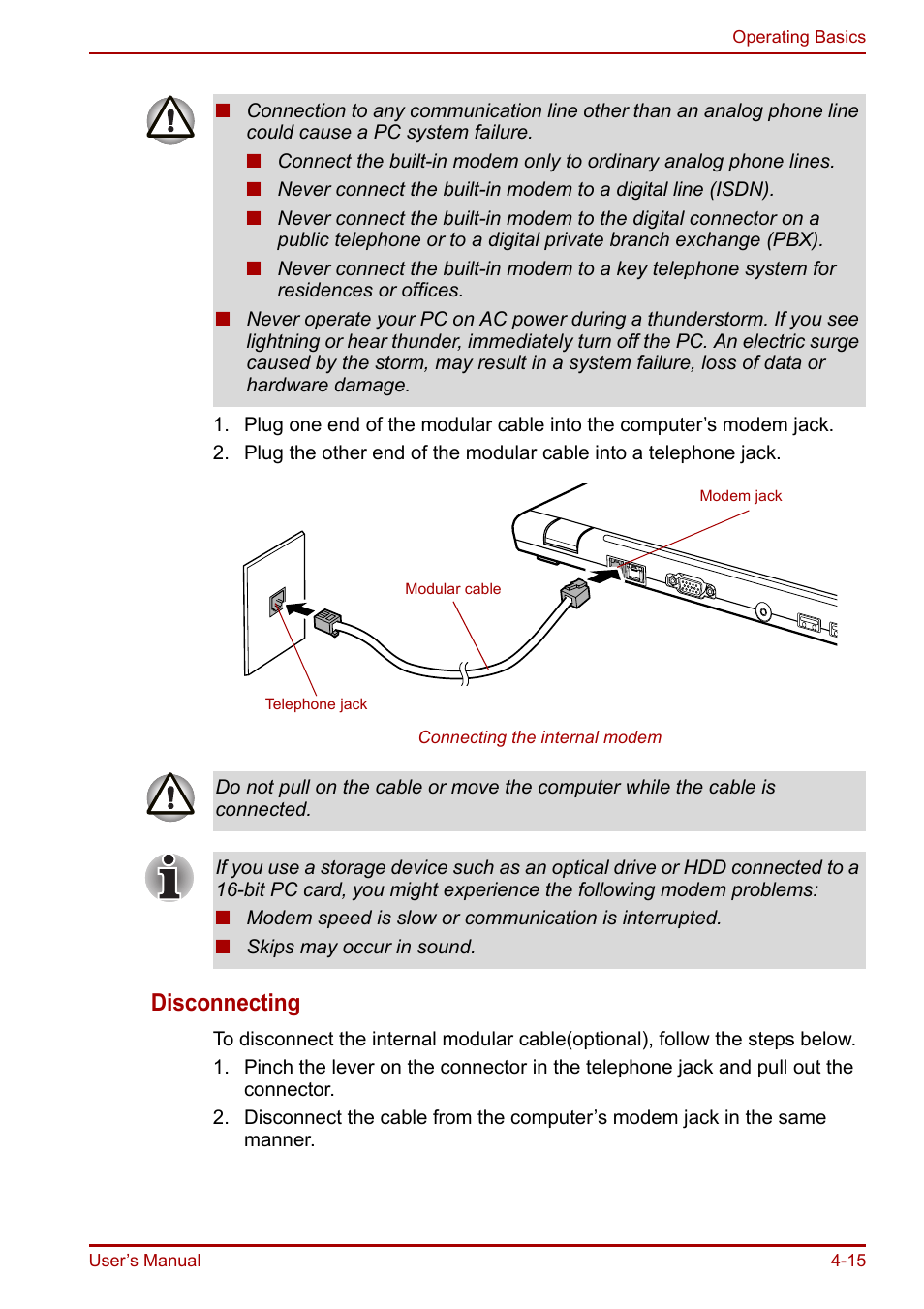 Disconnecting | Toshiba Portege R200 (PPR21) User Manual | Page 73 / 184