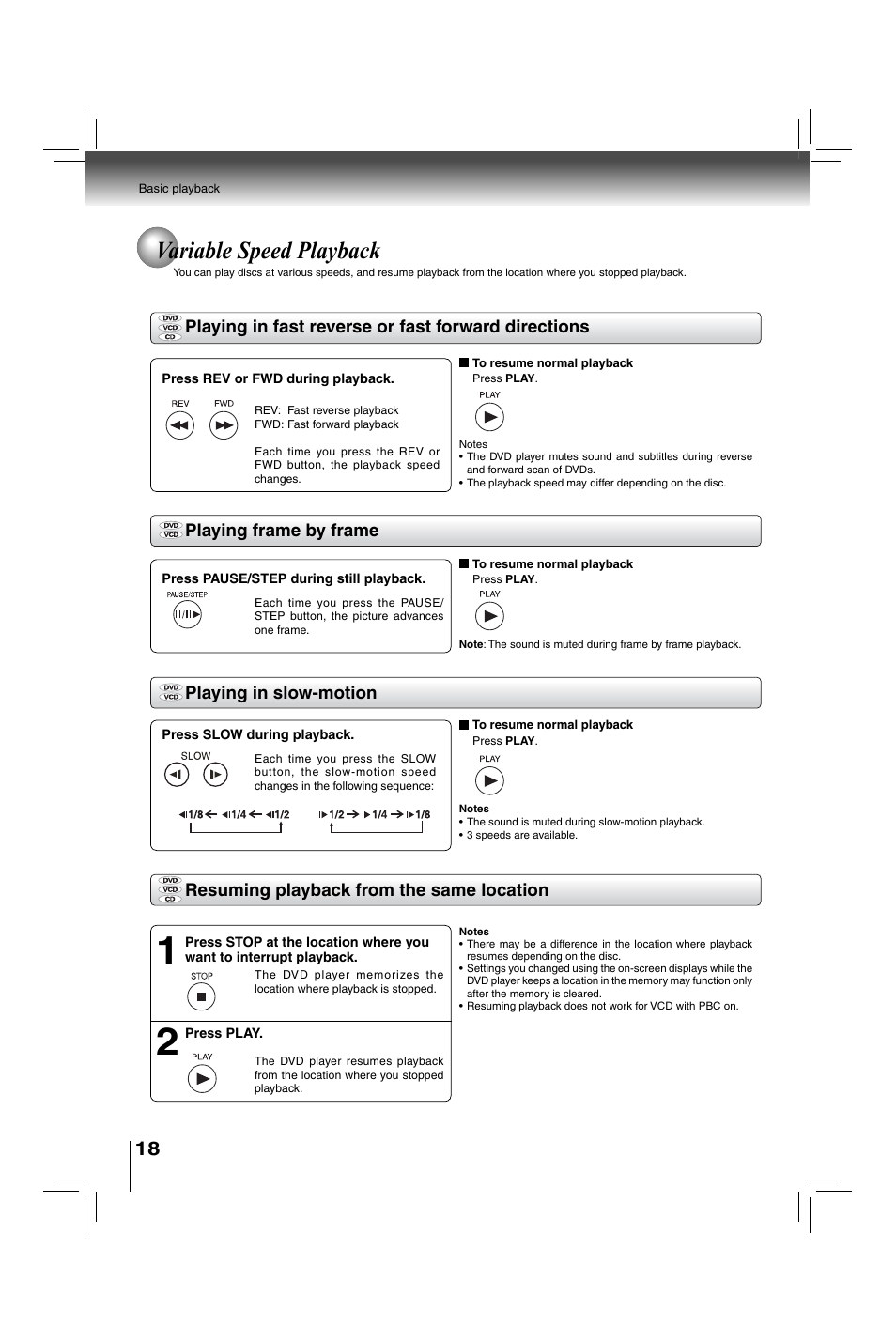 Variable speed playback | Toshiba XDE600 User Manual | Page 18 / 40