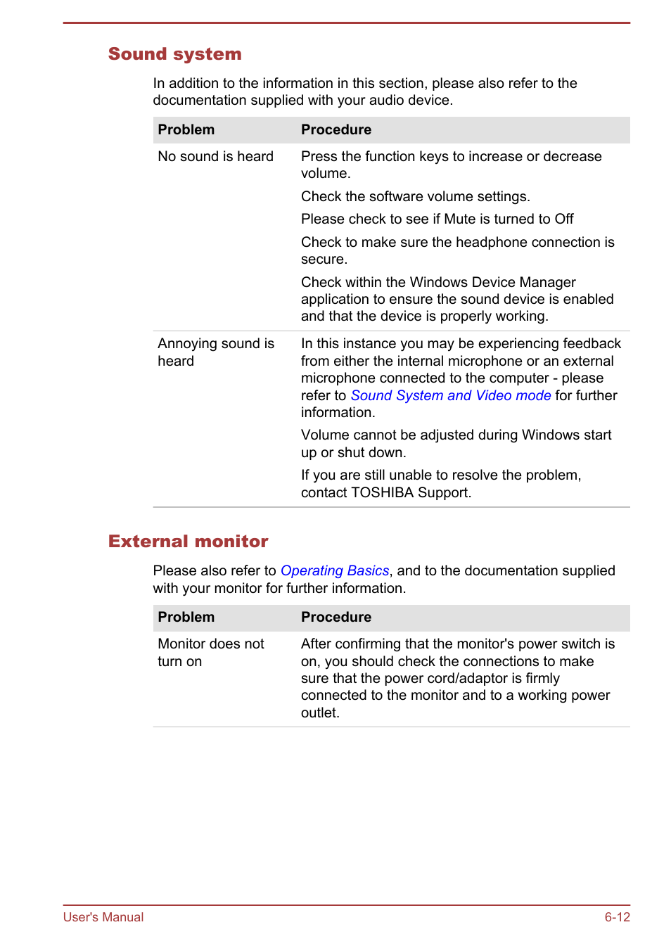 Sound system, External monitor | Toshiba Satellite C50-A User Manual | Page 111 / 135