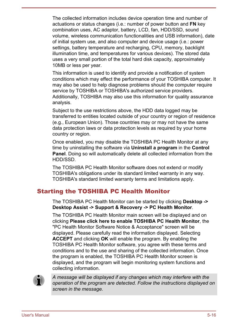 Starting the toshiba pc health monitor | Toshiba Satellite P70T-A User Manual | Page 110 / 153