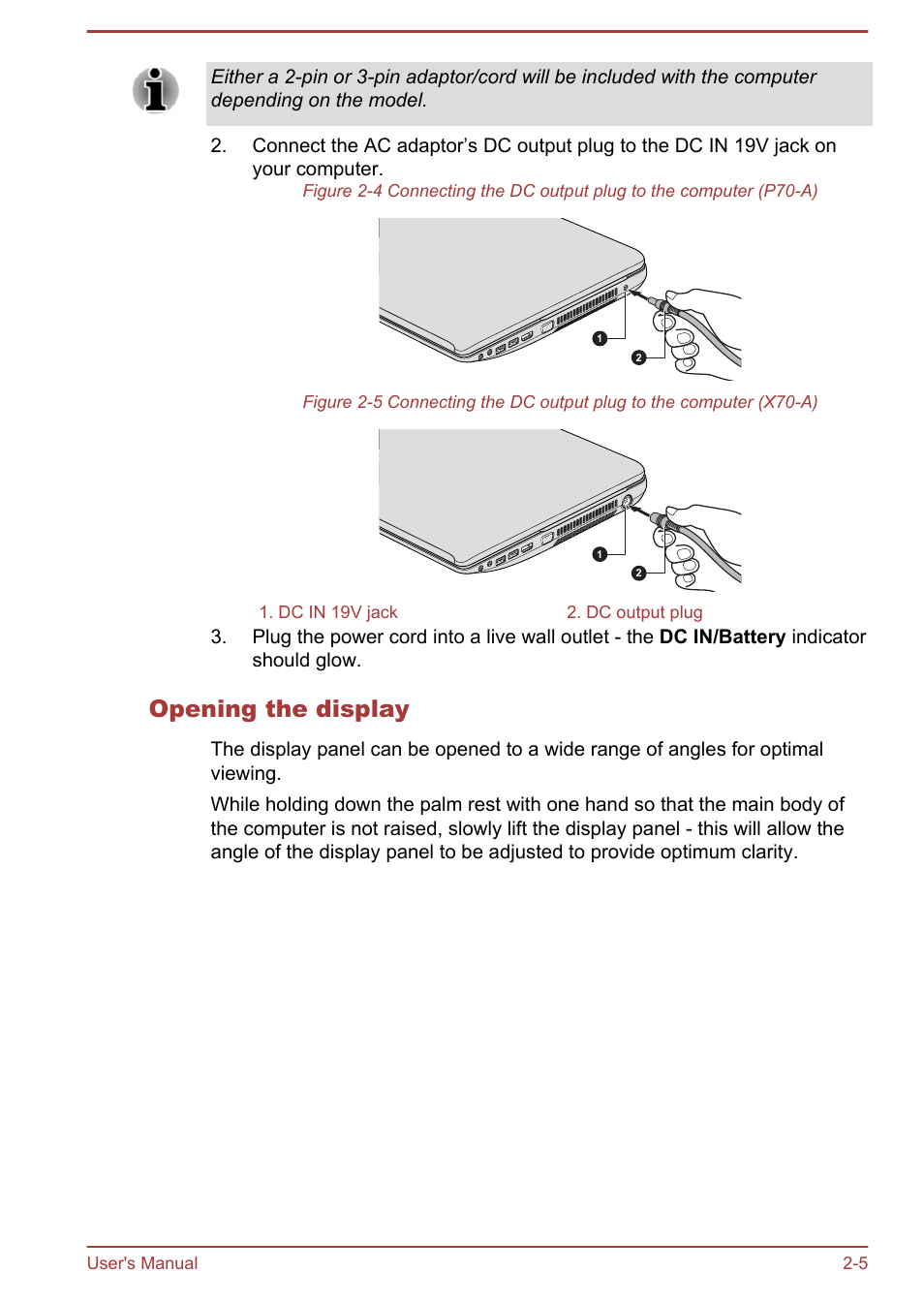 Opening the display | Toshiba Satellite P70T-A User Manual | Page 23 / 153