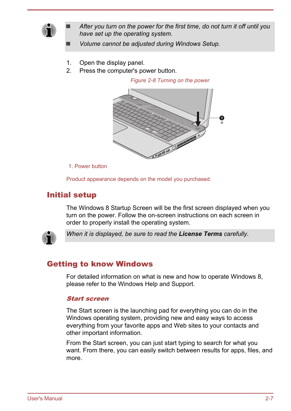 Initial setup, Getting to know windows | Toshiba Satellite P70T-A User Manual | Page 25 / 153