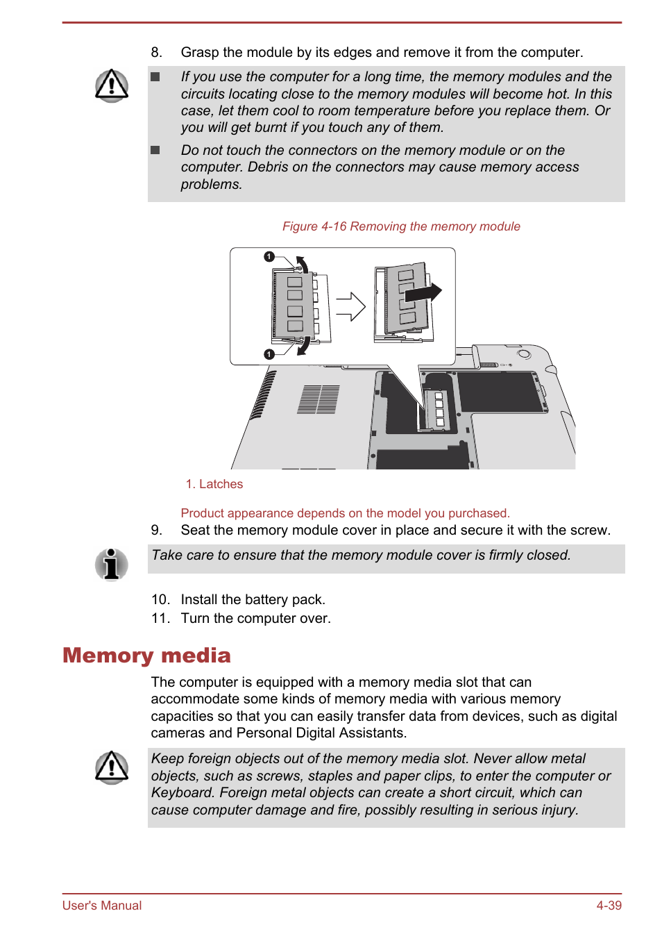 Memory media, Memory media -39 | Toshiba Satellite P70T-A User Manual | Page 85 / 153