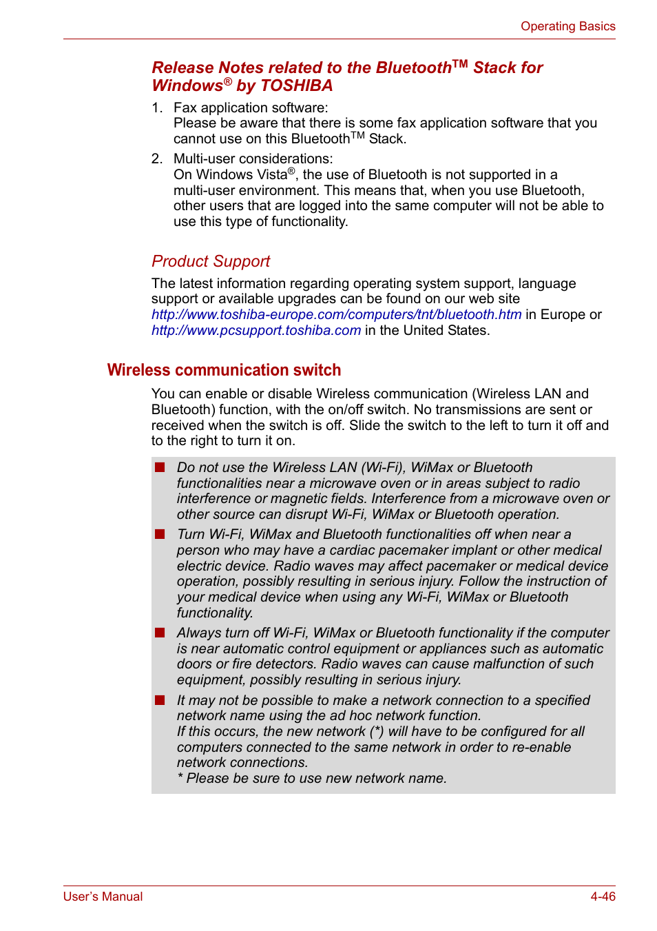 Wireless communication switch | Toshiba Qosmio X300 User Manual | Page 110 / 219